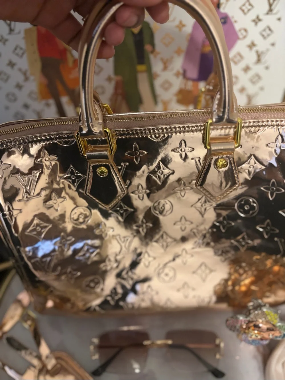Rose Gold Embossed Dome Satchel - Designer-Inspired Women’s Bag